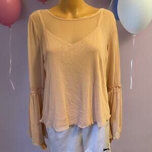 Bongo Sheer Bell Sleeve Top Detachable Tank Fairy Goth Y2K Jrs XL Rose Smoke New